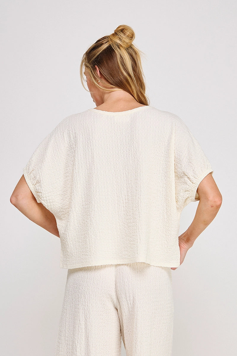 Textured SS Dolman Blouse