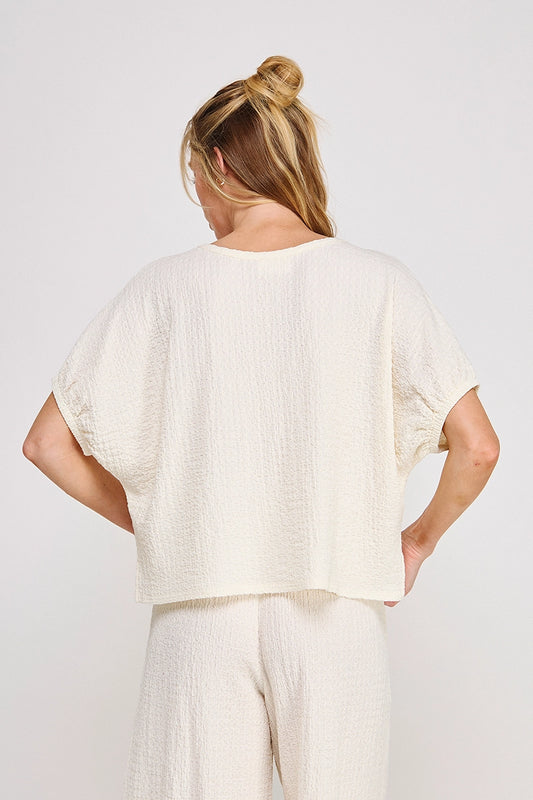 Textured SS Dolman Blouse