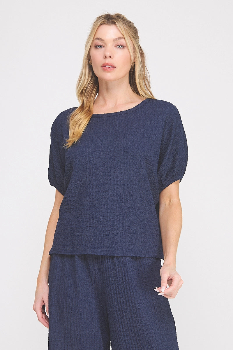 Textured SS Dolman Blouse