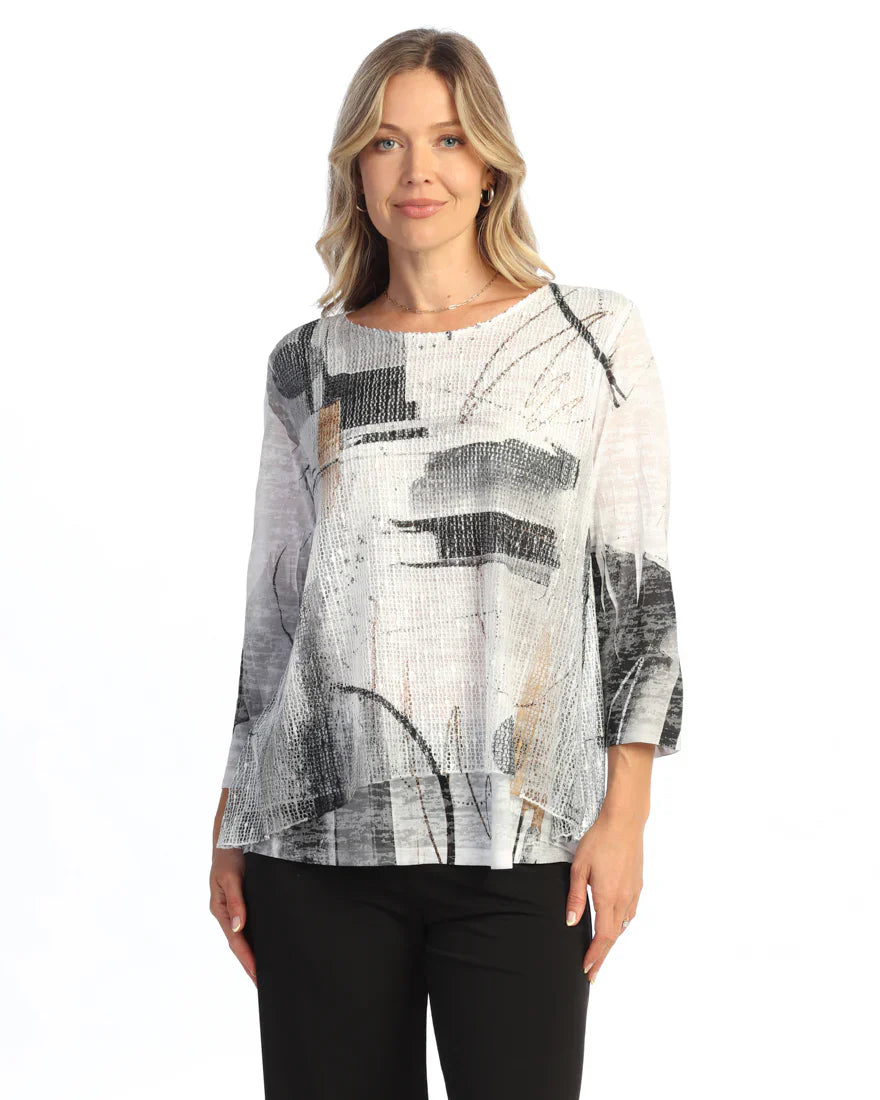 Mesh Layered Burnout Blouse