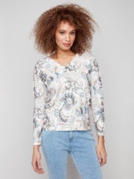 Paisley V-Neck Sweater