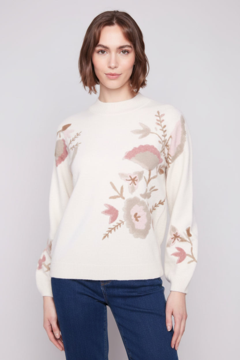Printed Mock Neck Sweater