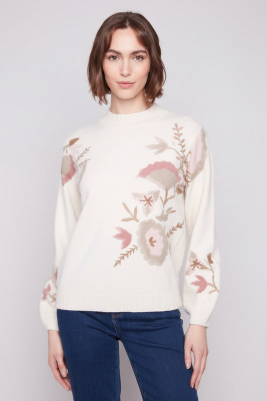 Printed Mock Neck Sweater