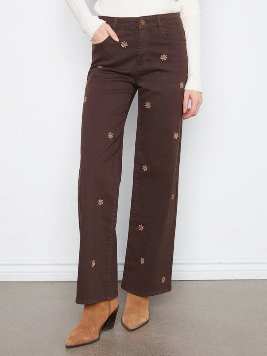 Embroidered Twill Jeans