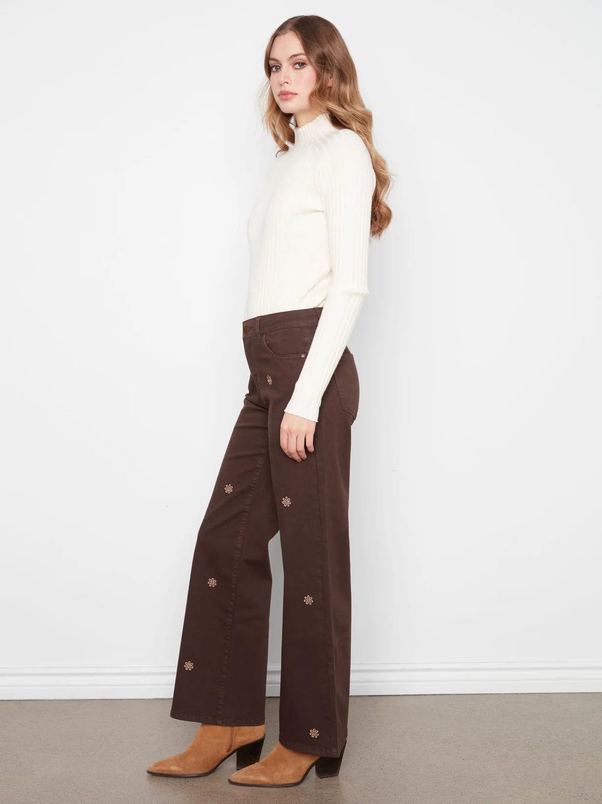 Embroidered Twill Jeans