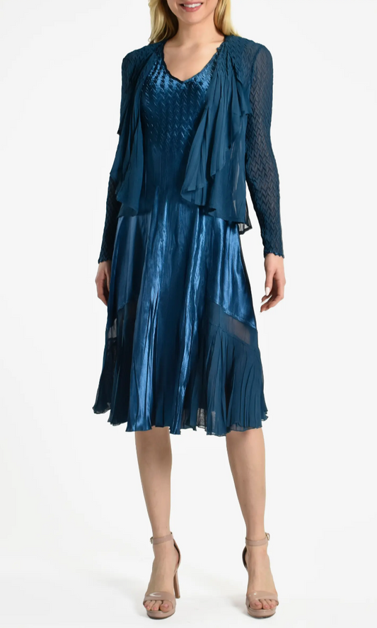 Komarov Ruffle Dress & Jacket Set