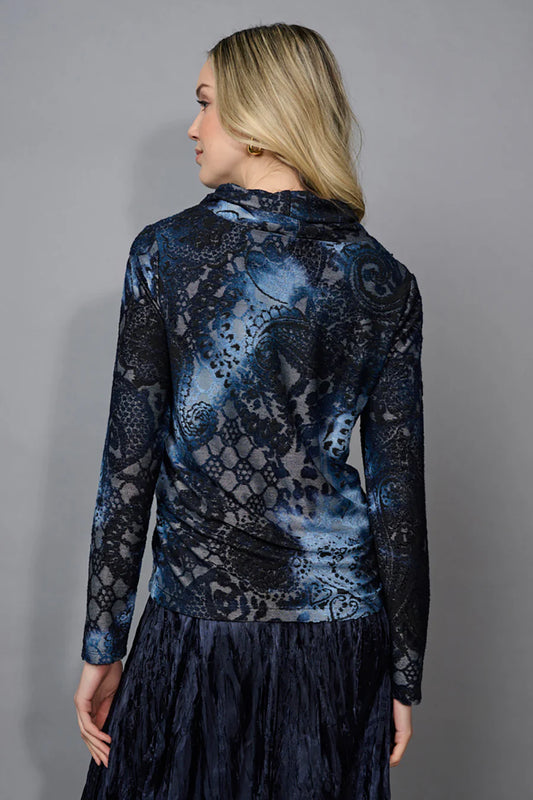 Velvet Burnout Drape Neck