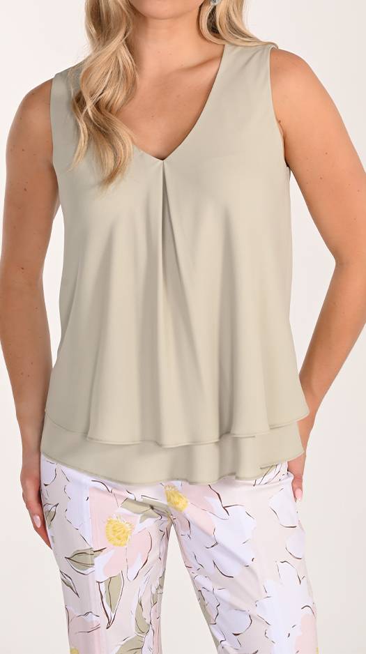 Sleeveless Pleat Front Blouse