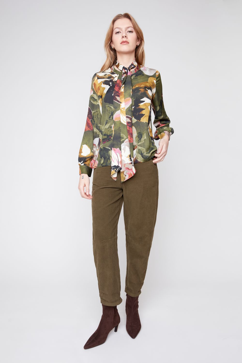 Floral Blouse w/ Scarf