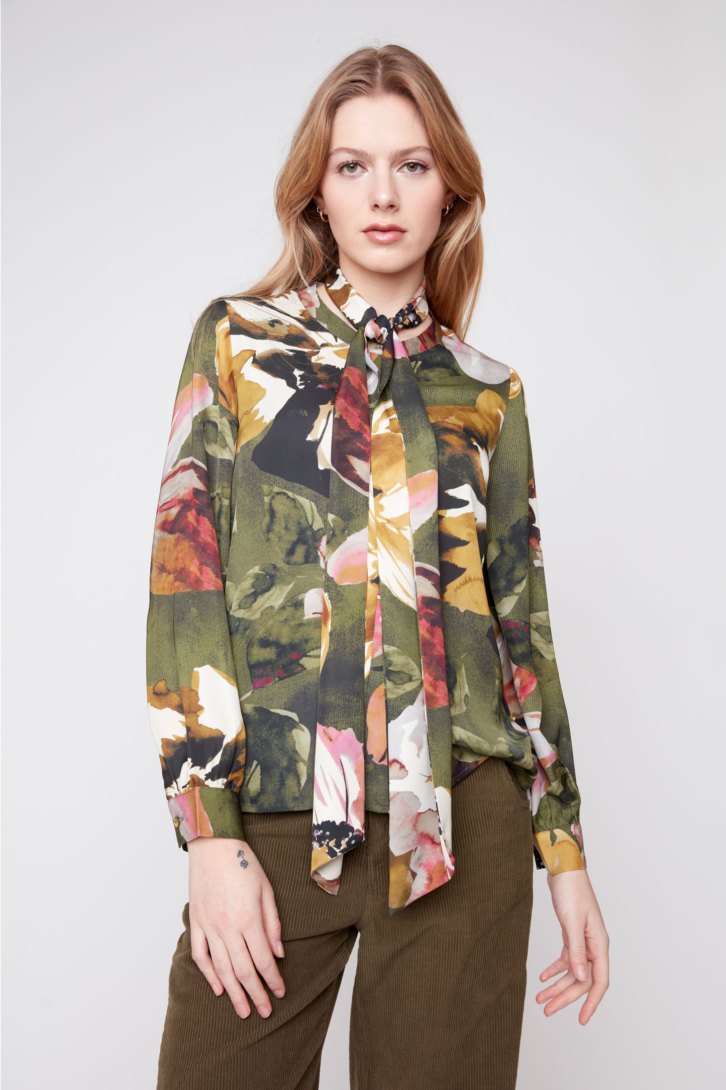 Floral Blouse w/ Scarf