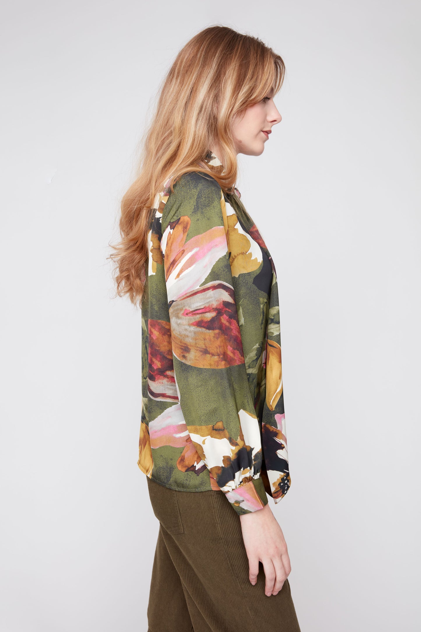 Floral Blouse w/ Scarf