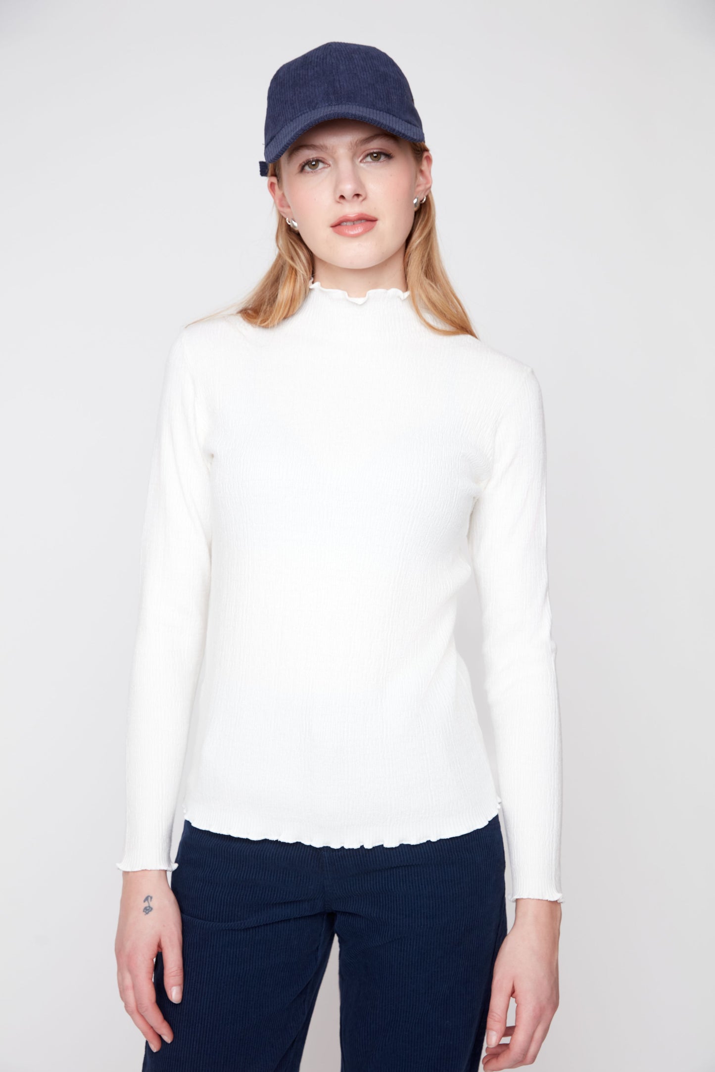 Ruffle Mock Neck Sweater