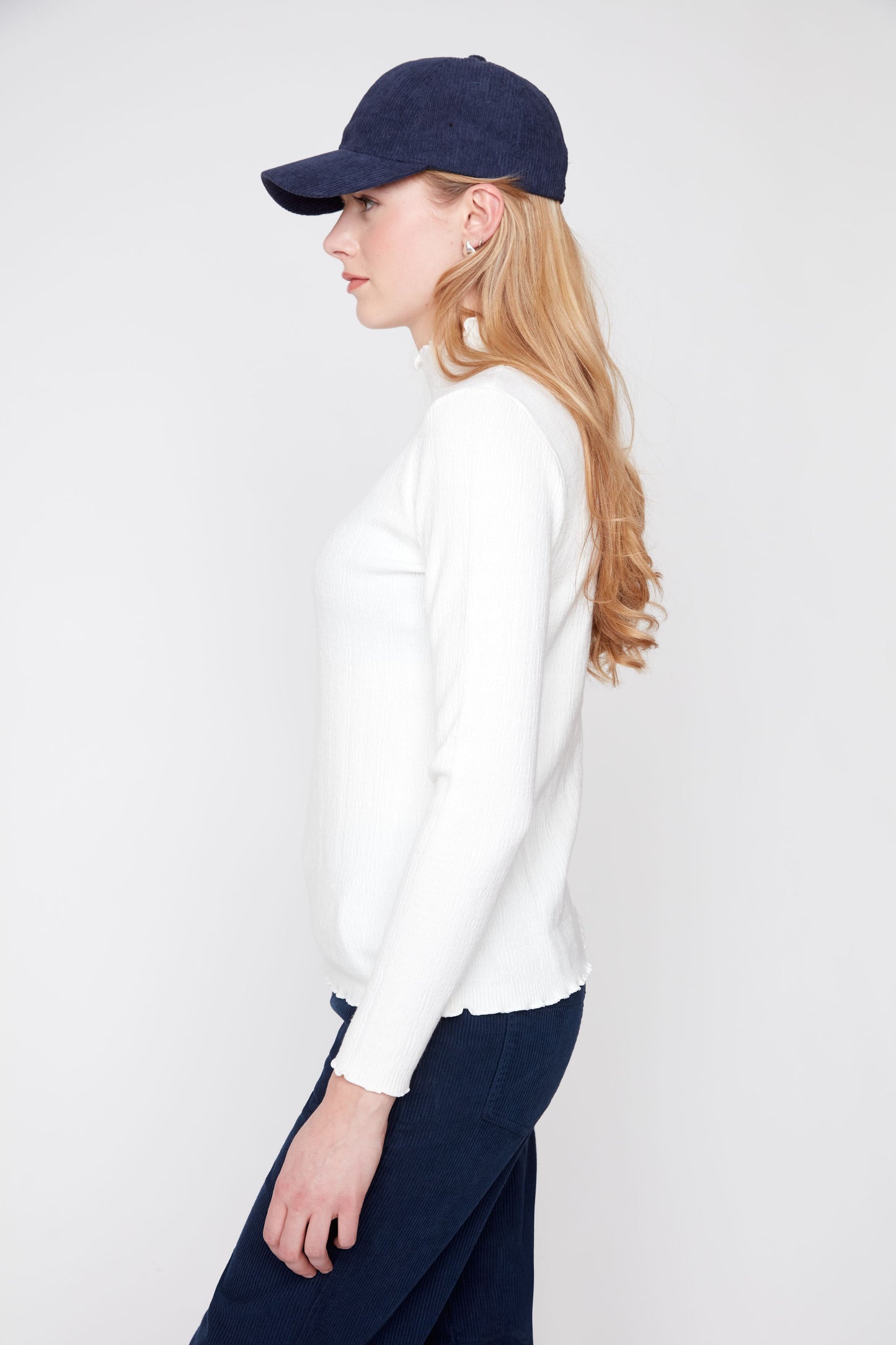 Ruffle Mock Neck Sweater