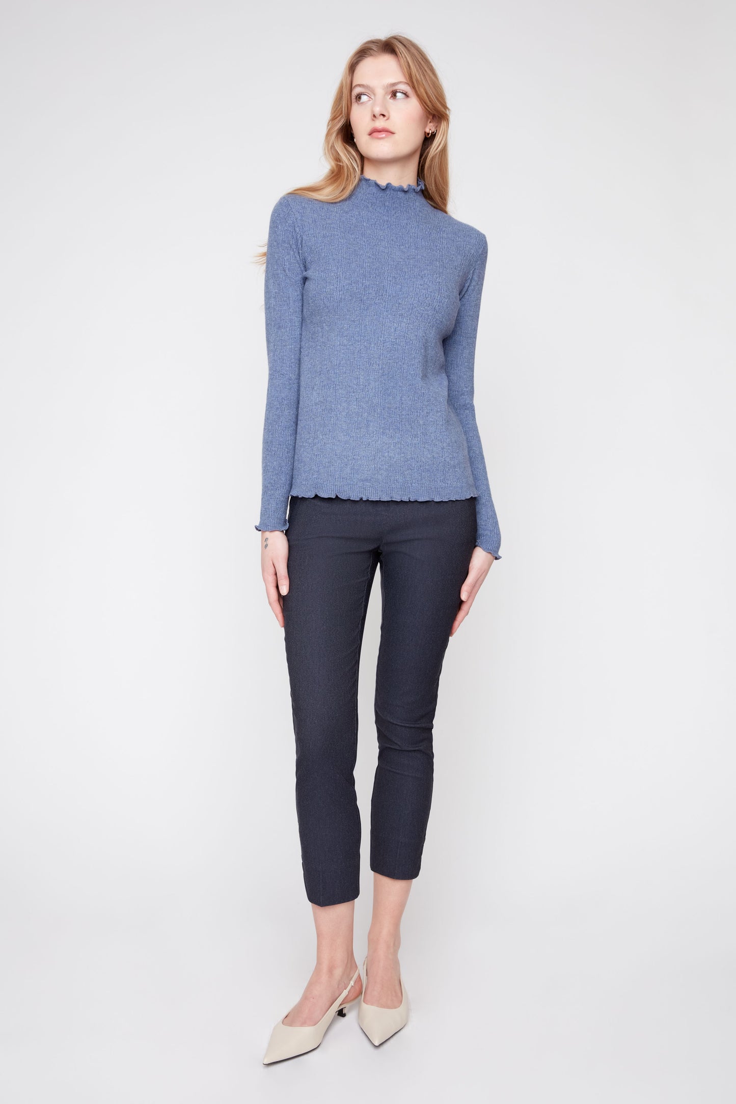Ruffle Mock Neck Sweater