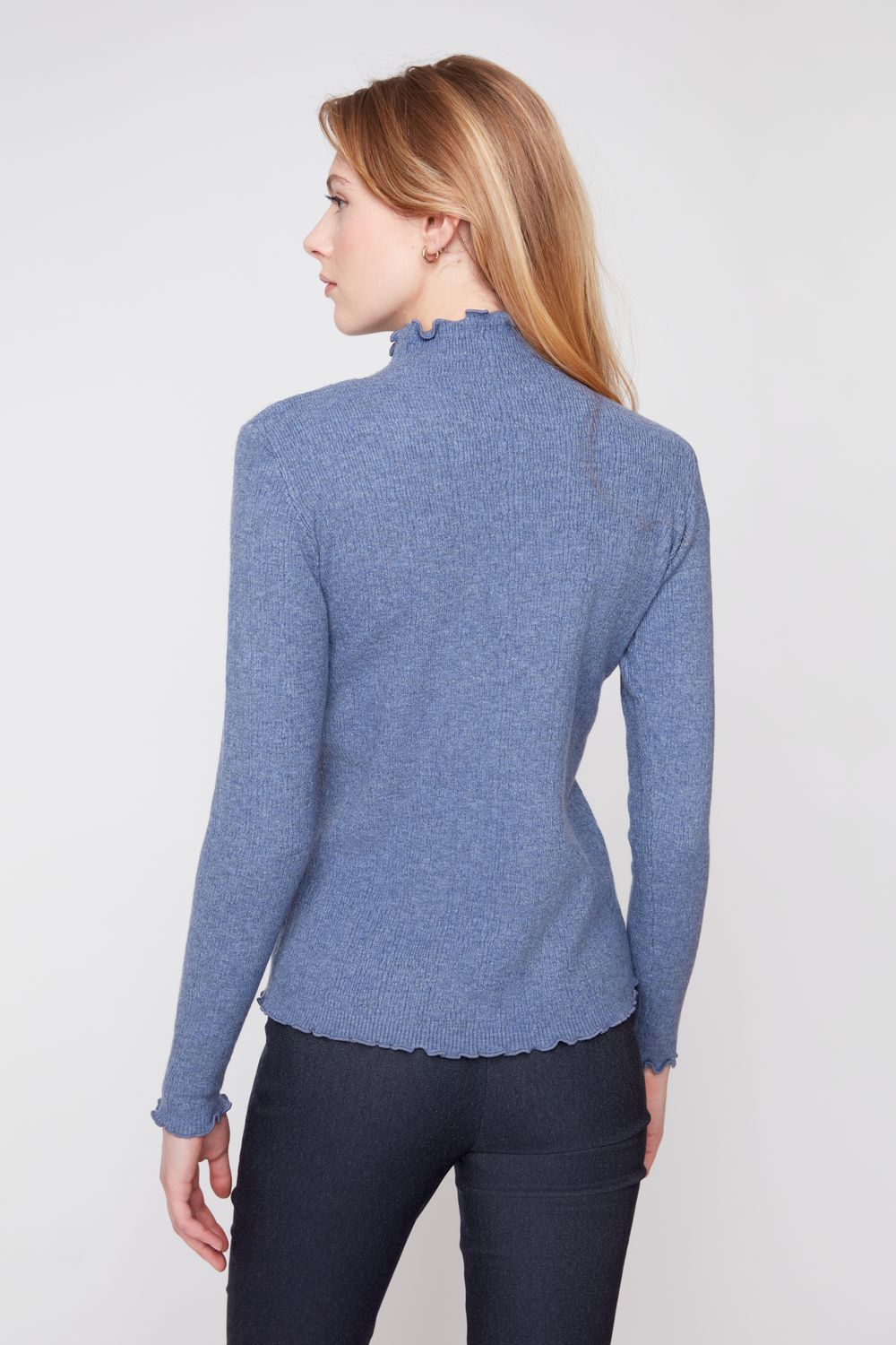 Ruffle Mock Neck Sweater