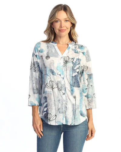Mandarin Collar Button Down Shirt