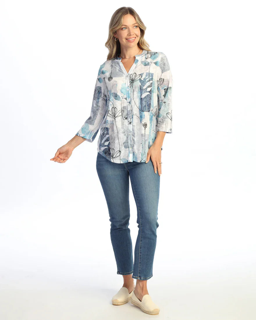 Mandarin Collar Button Down Shirt