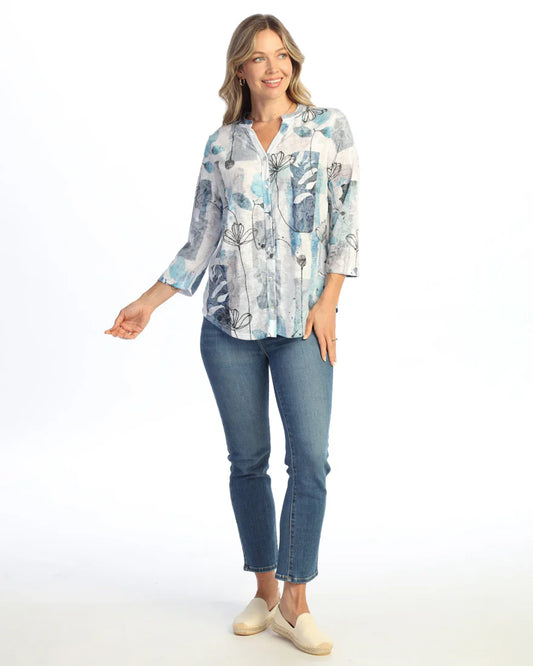 Mandarin Collar Button Down Shirt