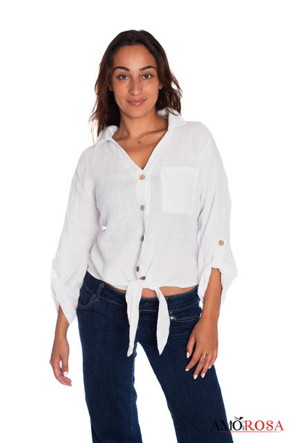 Tie Knot Linen Blouse