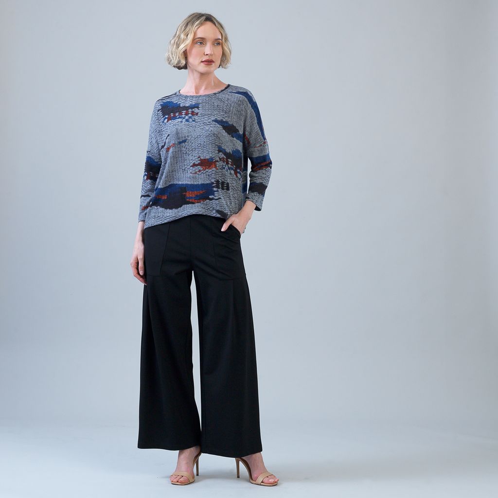 Abstract Print Knit Top