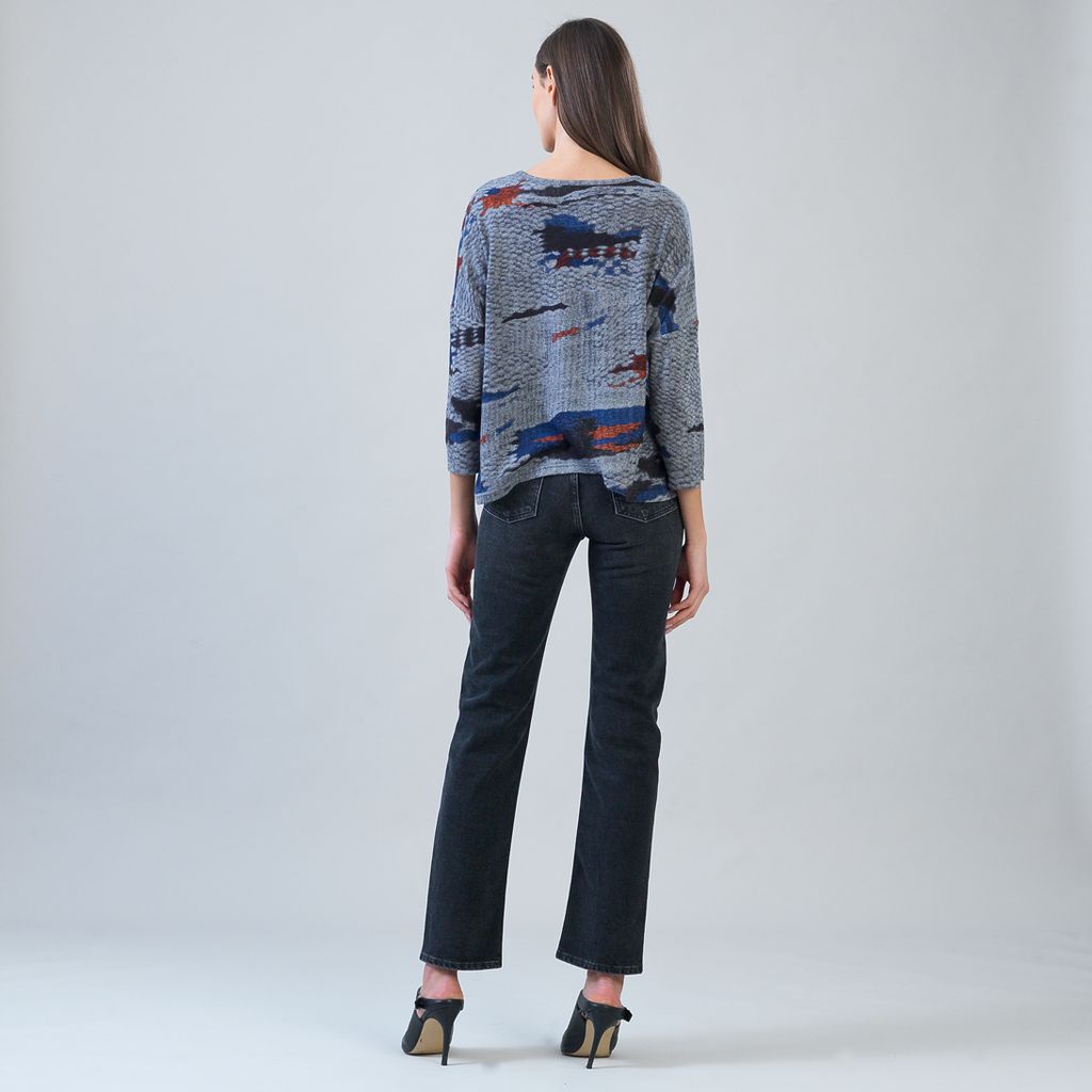 Abstract Print Knit Top