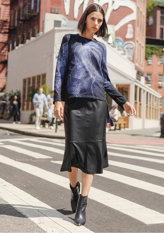 Liquid Leather Flounce Skirt