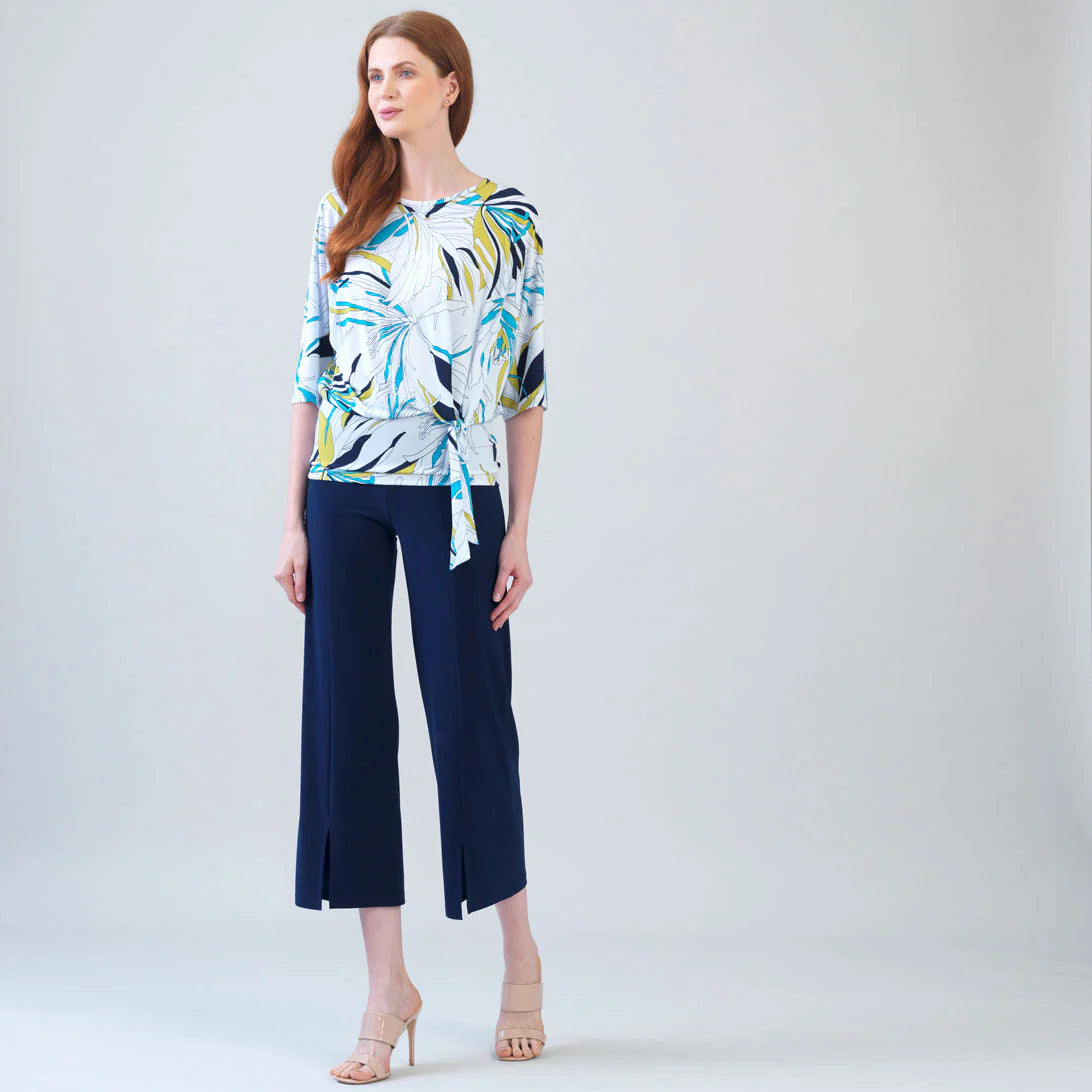 Floral Leaves Side Tie Blouse