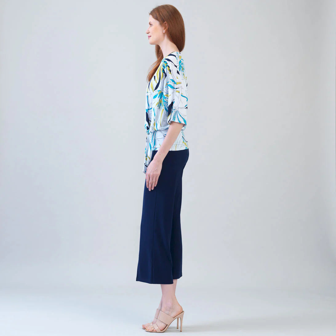 Floral Leaves Side Tie Blouse