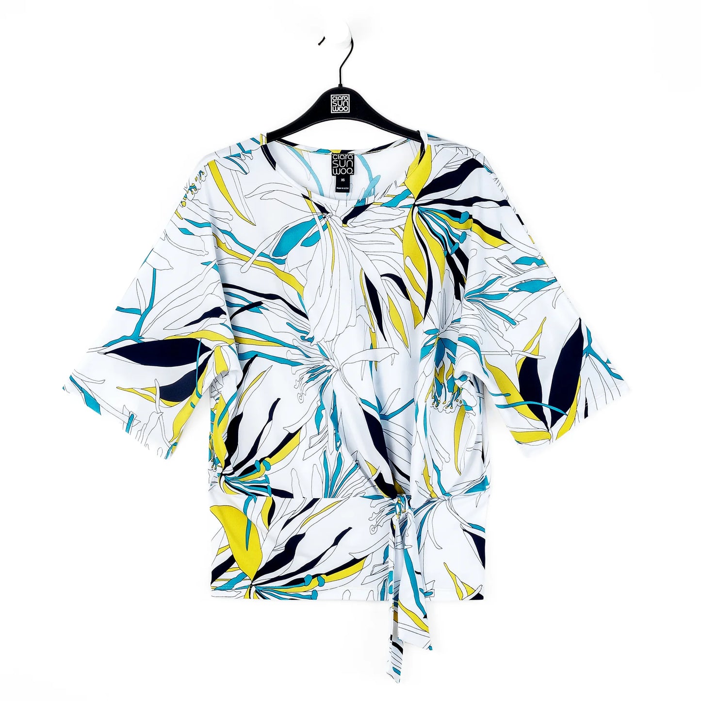 Floral Leaves Side Tie Blouse