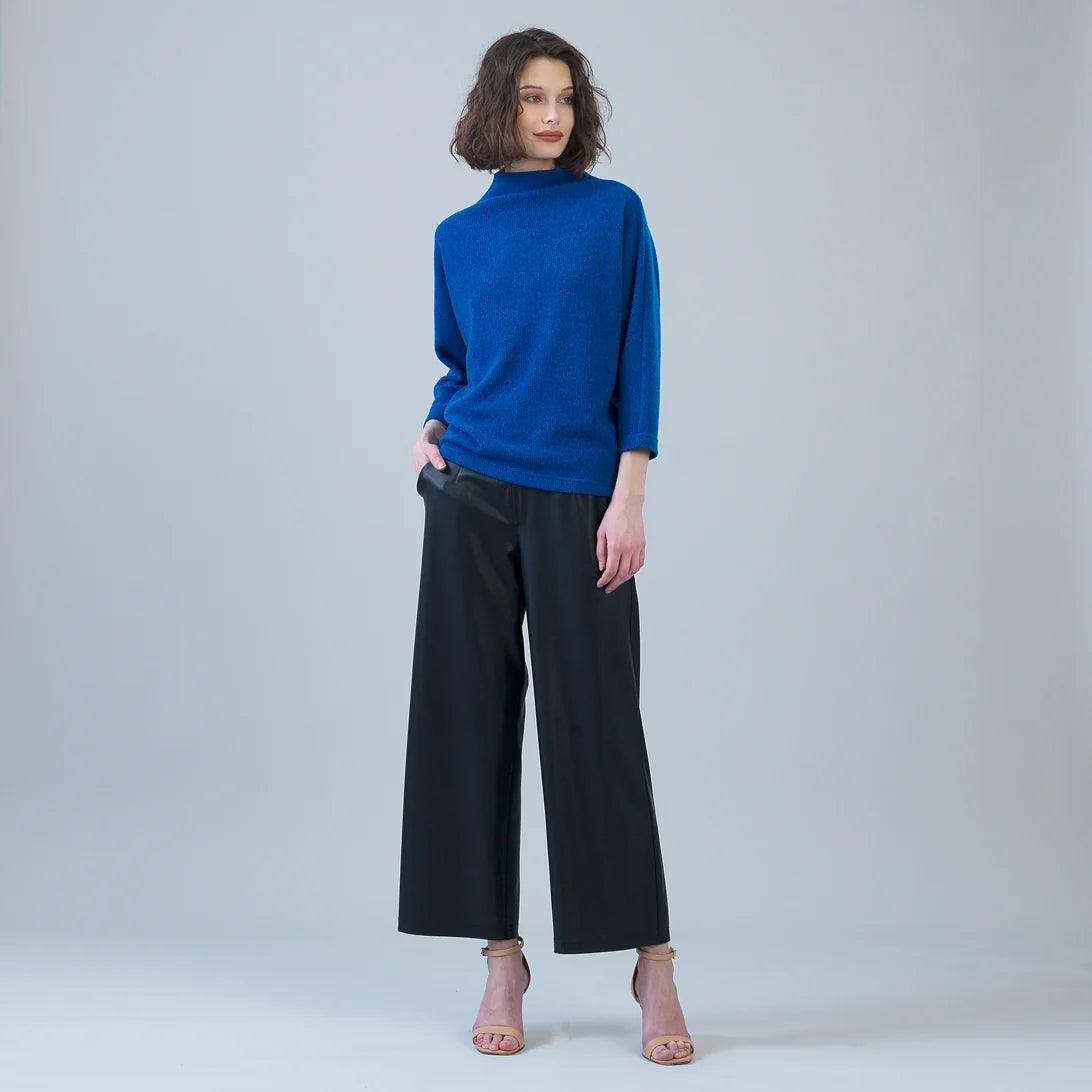 Ribbed Funnel Neck Sweater