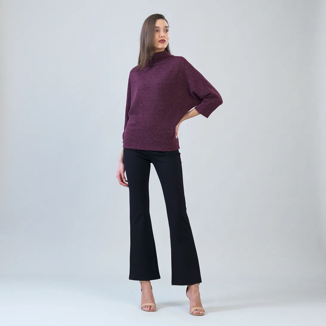 Ribbed Funnel Neck Sweater