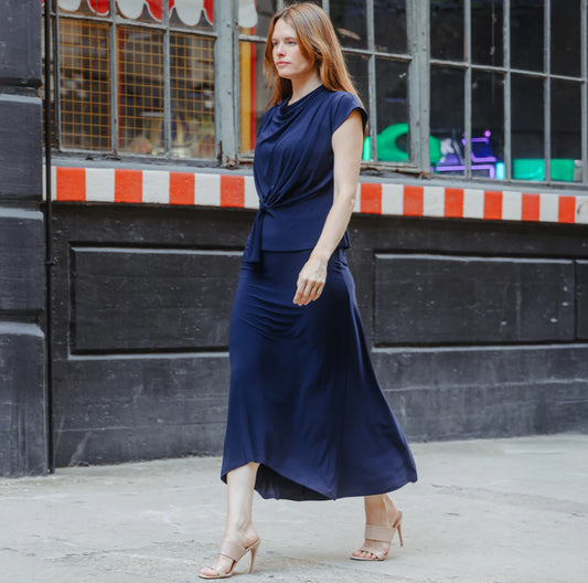 Hi-Low Drape Maxi Skirt