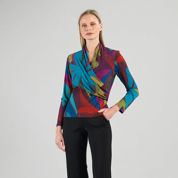 Draped V-neck Knit Top