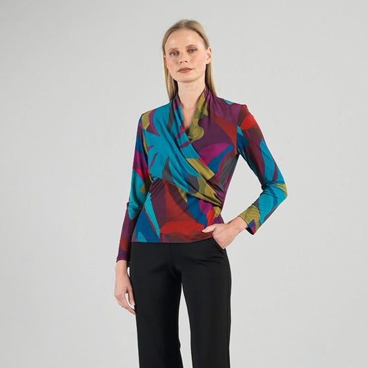 Draped V-neck Knit Top