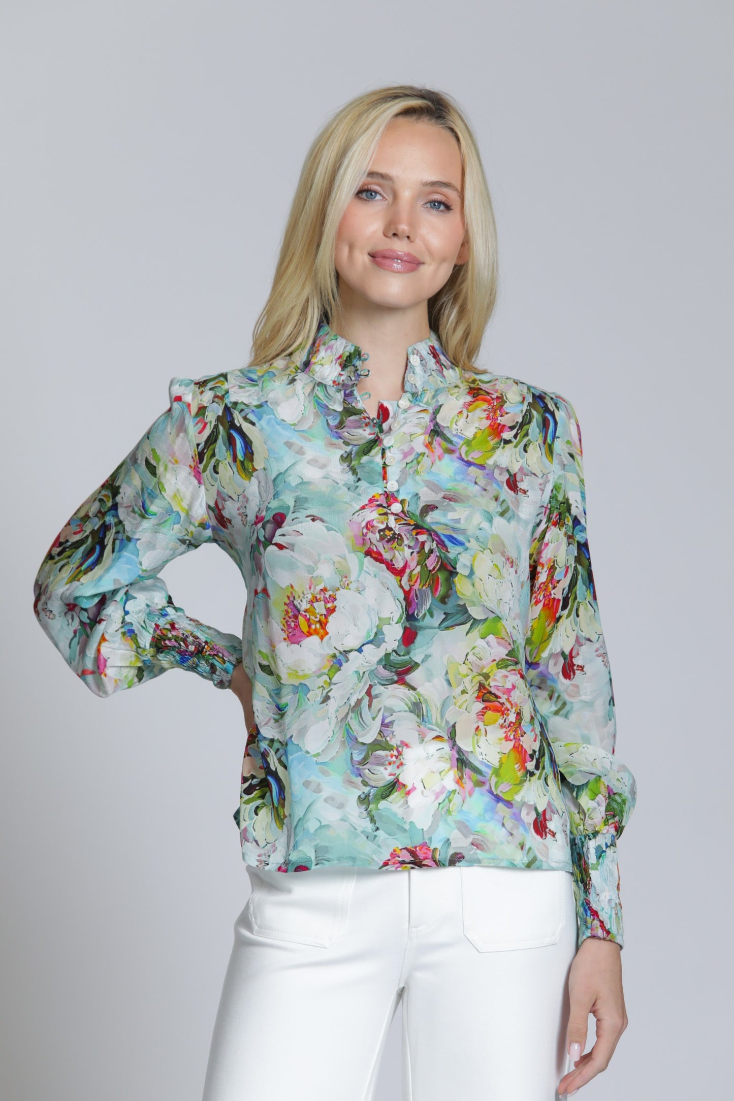 Floral High Neck Blouse