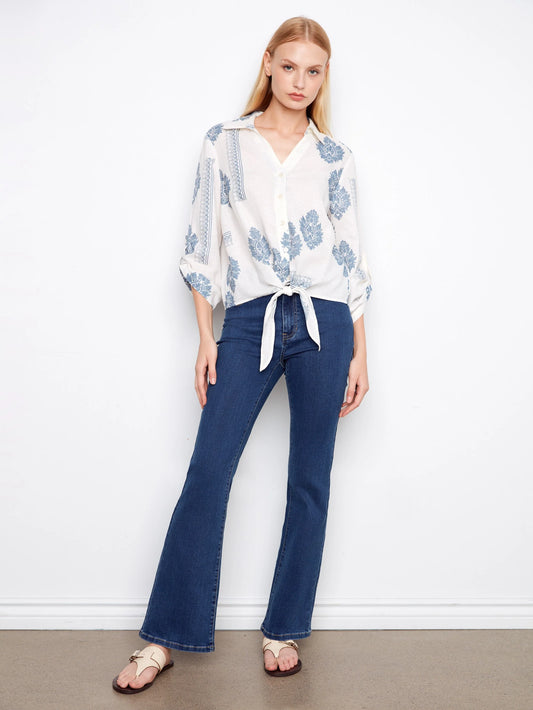 Floral Tie Front Blouse
