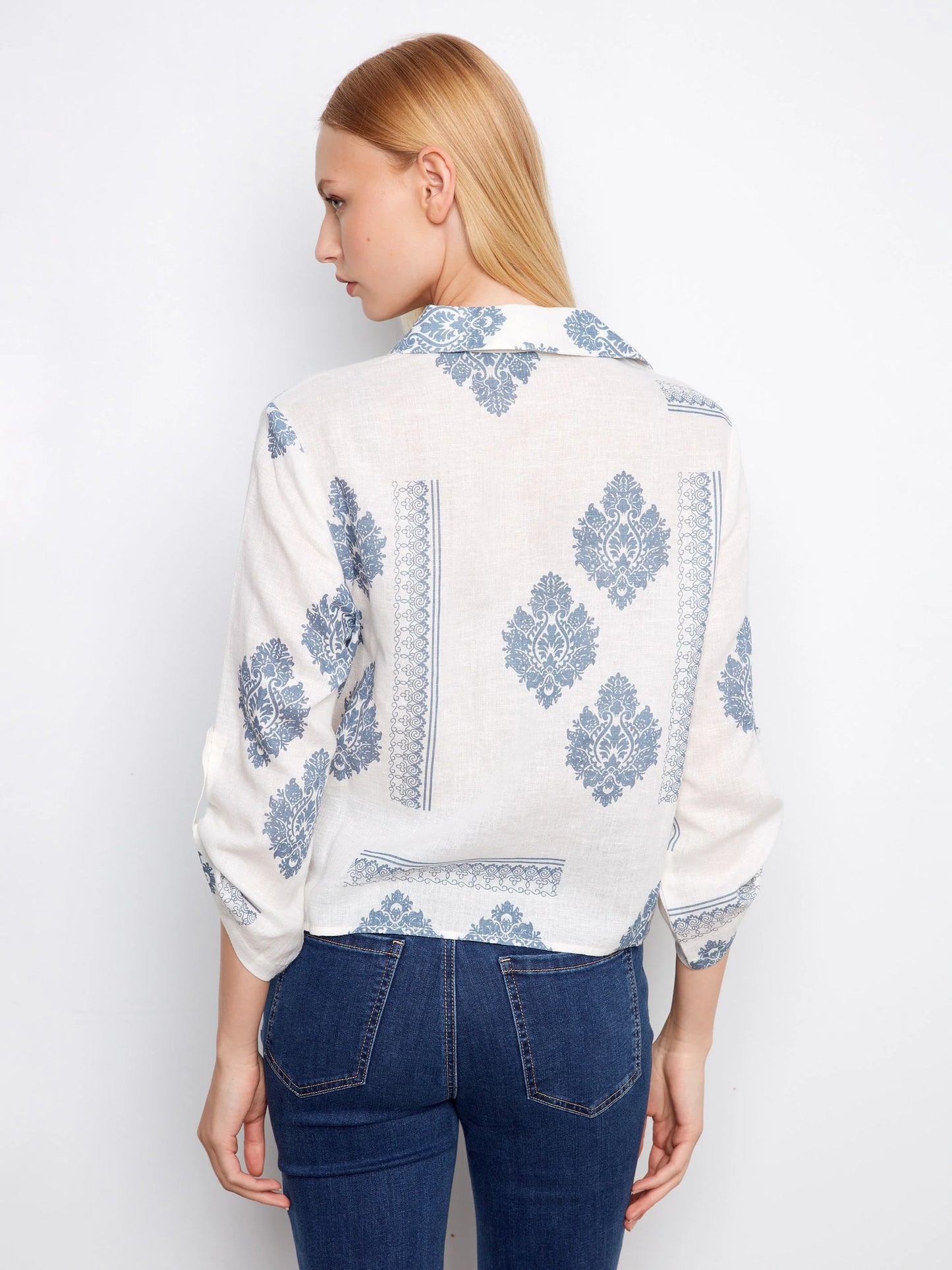 Floral Tie Front Blouse