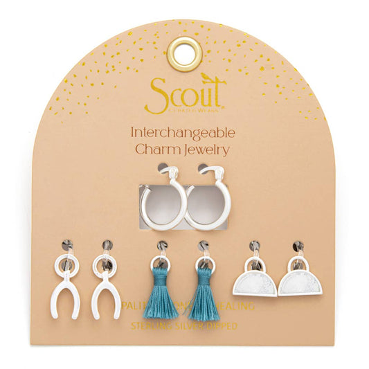 Interchangeable Charm Earring - Opalite/Healing/Silver