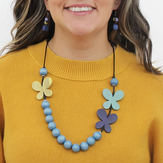 Blue Woodland Wings Necklace