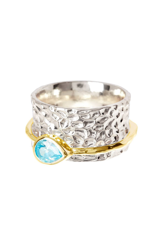 Zoey Simmons - Blue CZ & Two-Tone Spinner Ring