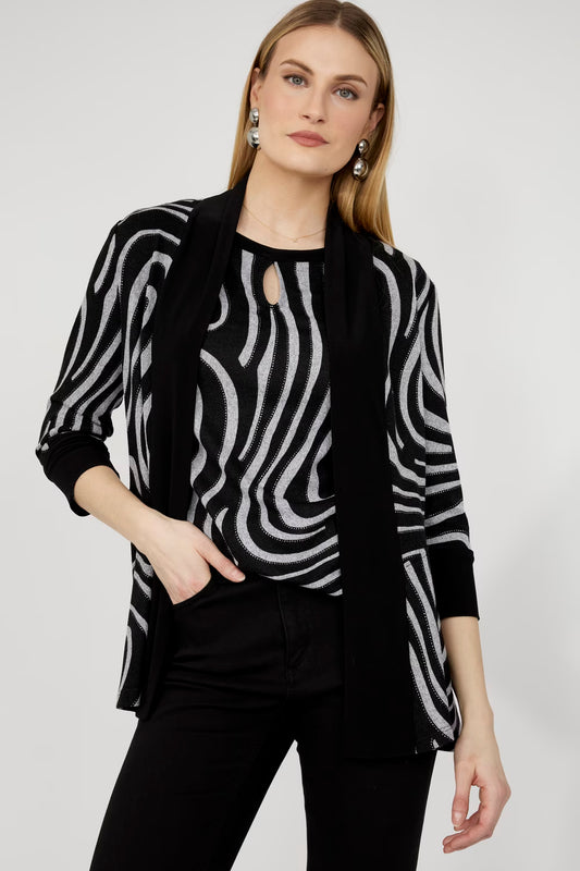 Knit Throw Over Cardigan