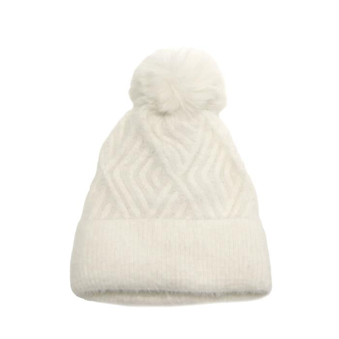 Diamond Knit Pom Pom Hat