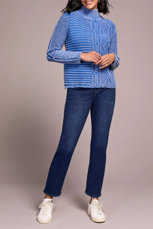 Mix Stich Mock Neck Sweater