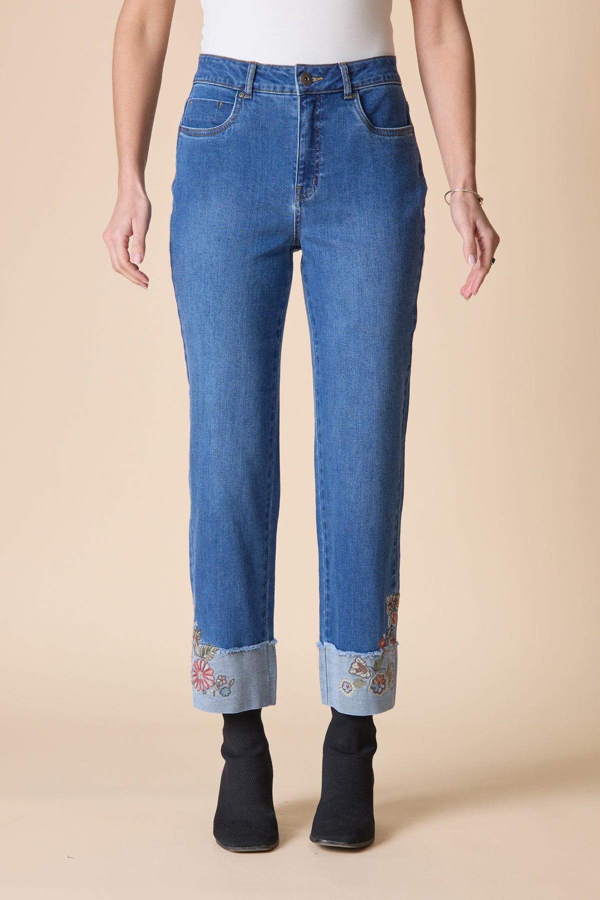 Embroidered Stretch Denim