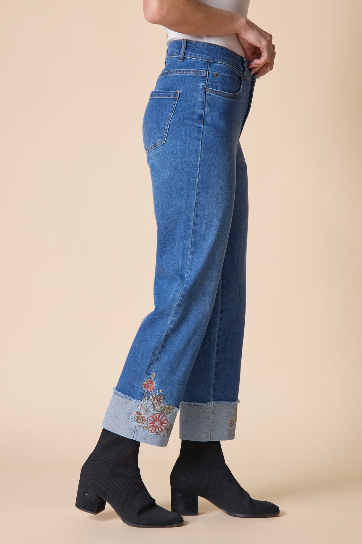 Embroidered Stretch Denim