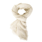 Viscose cotton bohemian eyelash fringe solid cream lightweight oblong scarf BY RUBYZAAR