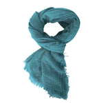 Viscose cotton bohemian eyelash fringe solid Ddark turquoise blue lightweight oblong scarf BY RUBYZAAR