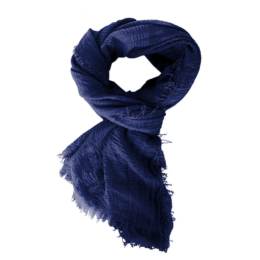 Viscose cotton bohemian eyelash fringe solid cobalt blue lightweight oblong scarf BY RUBYZAAR