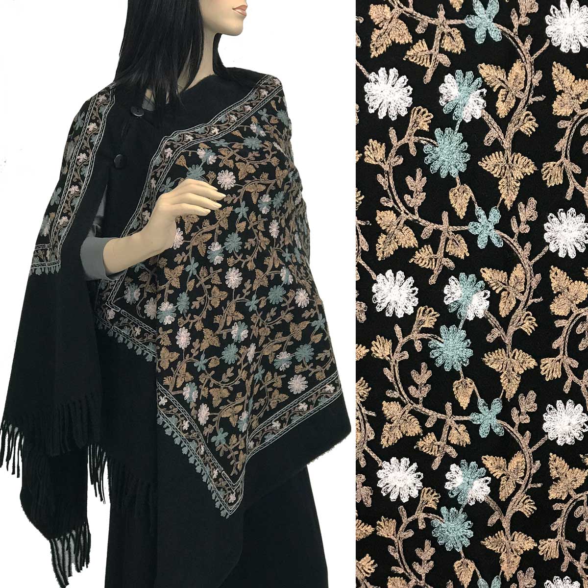 Embroidered Cashmere Feel Shawl