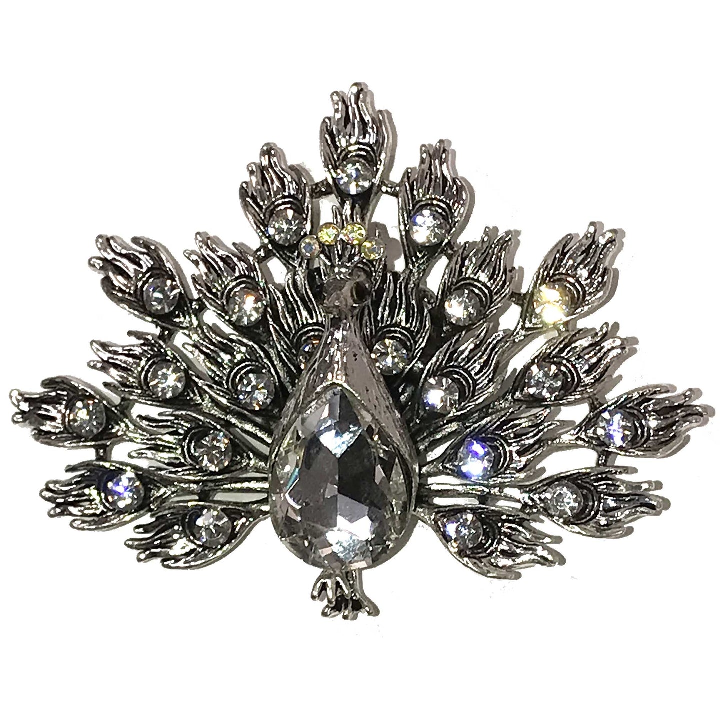 Crystal studded Peacock. Magnetic Brooch for Scarves Artistic Sculptural shapes add a personality to absolutely anything you wish to put your stamp on! The Super Strong Magnet is enough for a jacket lapel! Use to hold a sarong or cardigan together.  Great to adorn a hat or to hold a scarf in place with Fabric Safe Magnet.